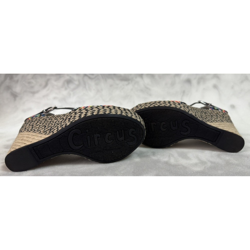 Circus by Sam Edelman Sutton Wedge Sandal 6M Tan Floral Embroidered Boho Strappy - Picture 10 of 15